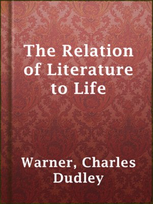 cover image of The Relation of Literature to Life